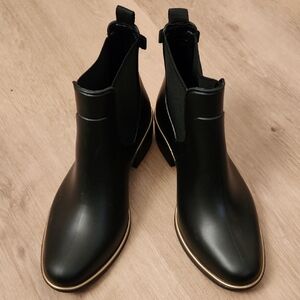 Kate Spade Black Ankle Booties with Gold Trim